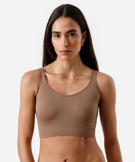 top texturizado sem costura delrio bege