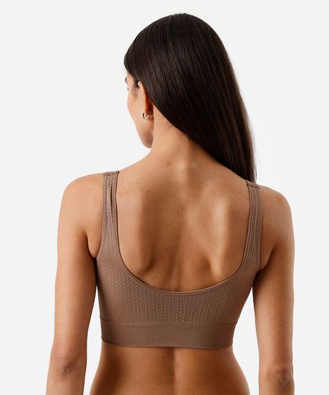 top texturizado sem costura delrio bege