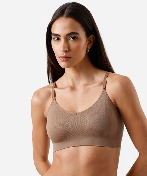 sutiã texturizado com bojo removível e sem costura delrio bege