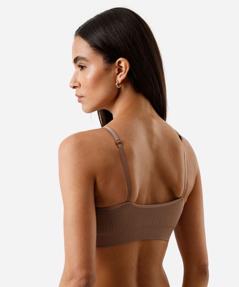 sutiã texturizado com bojo removível e sem costura delrio bege