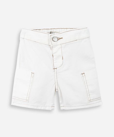 bermuda cargo infantil de algodão off white