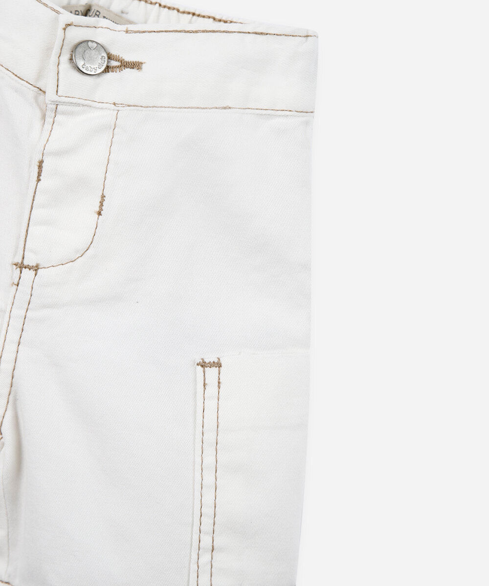 bermuda cargo infantil de algodão off white