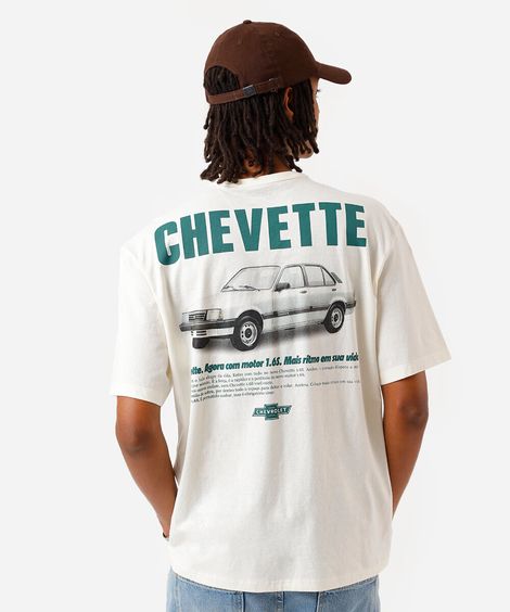 camiseta masculina de algodão chevette off white