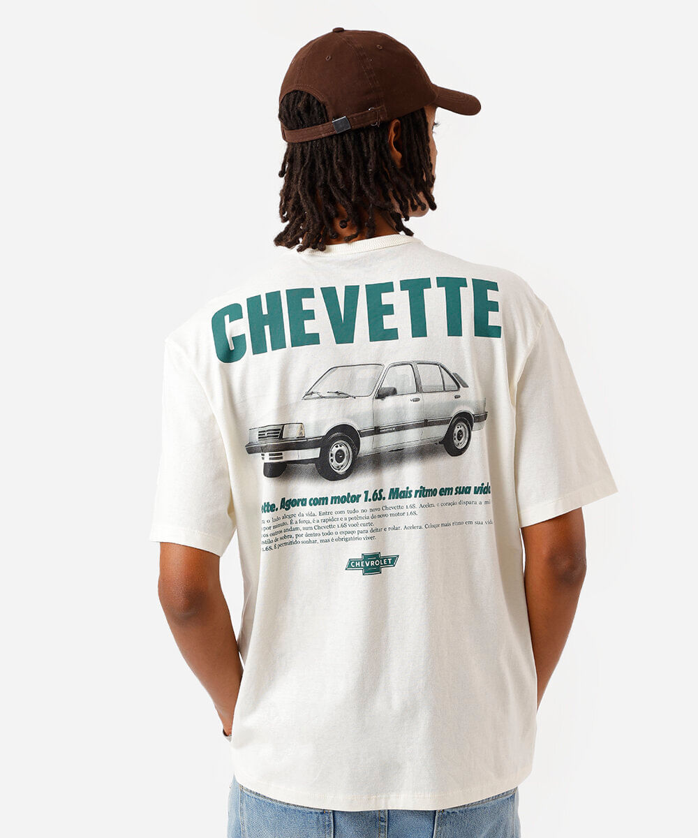 camiseta masculina de algodão chevette off white