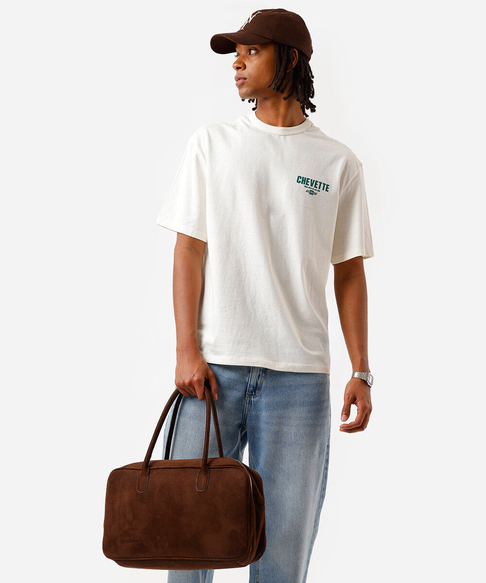 camiseta masculina de algodão chevette off white