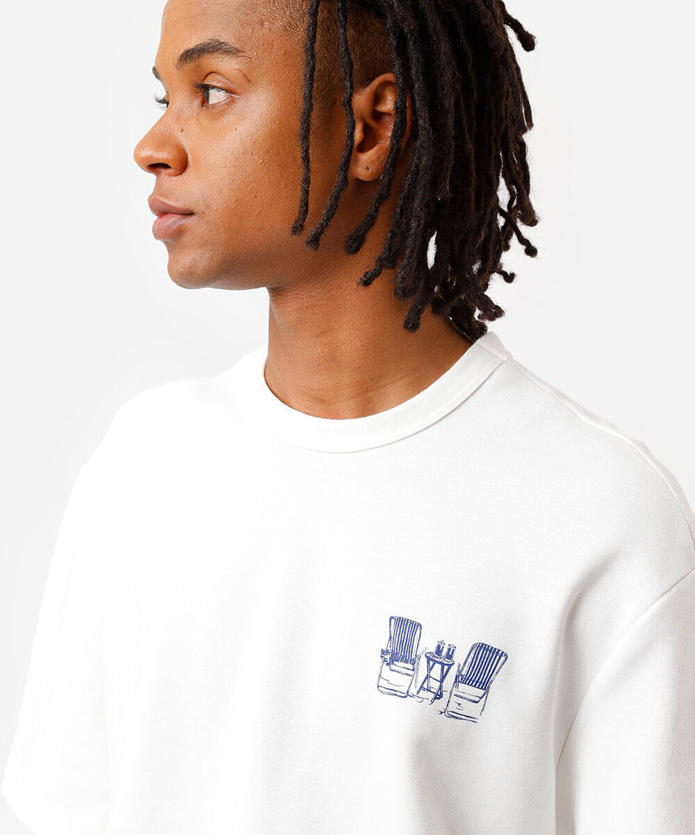 camiseta box fit masculina com algodão estampada off white