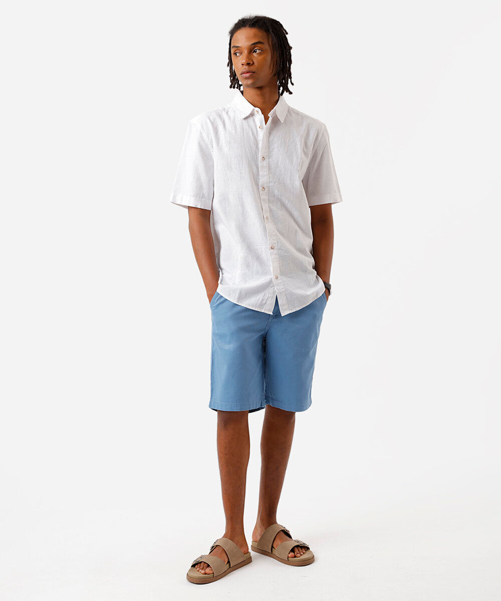 Bermuda Reta de Sarja azul