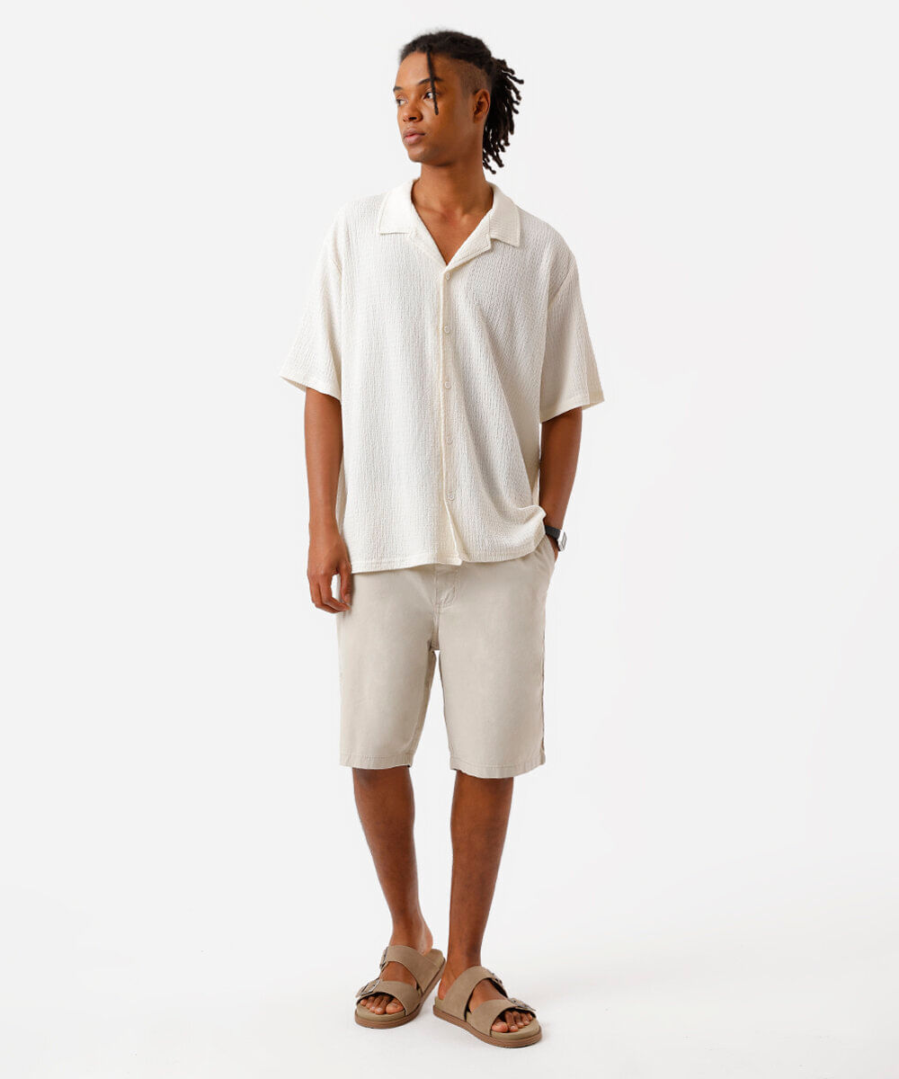 Bermuda Reta de Sarja bege