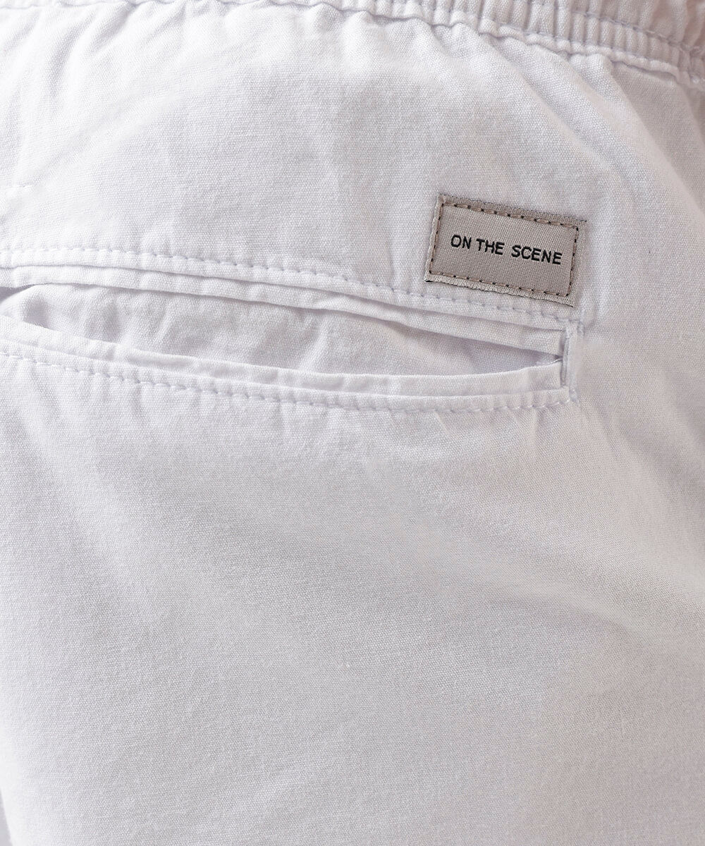 bermuda reta masculina de sarja com elástico branca