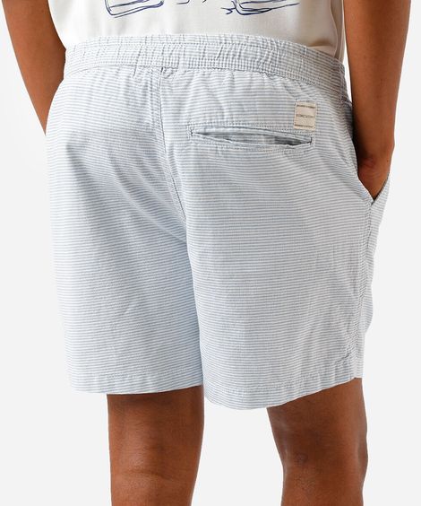 short reto masculino de algodão cós elástico listrado azul