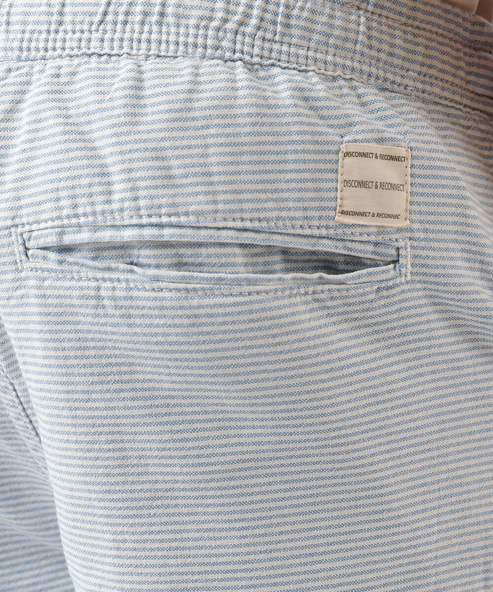 short reto masculino de algodão cós elástico listrado azul