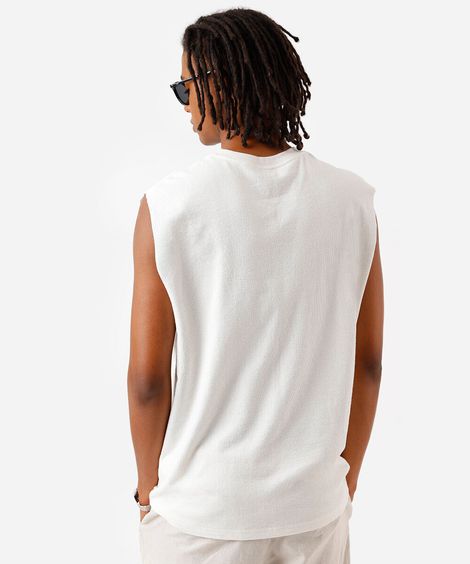regata machão masculina de algodão estampada off white