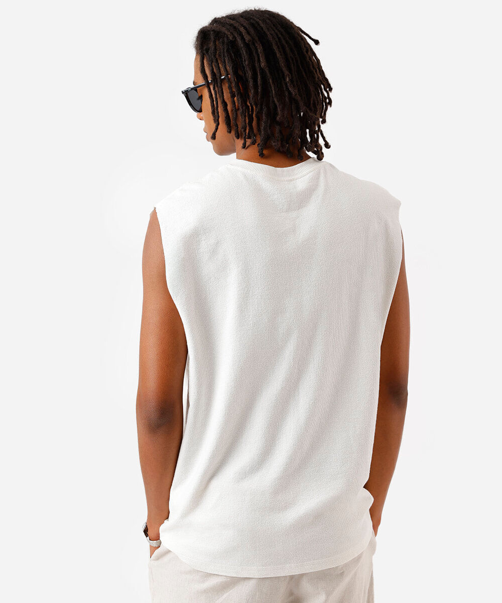 regata machão masculina de algodão estampada off white