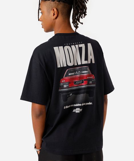 camiseta masculina de algodão monza chevrolet preta