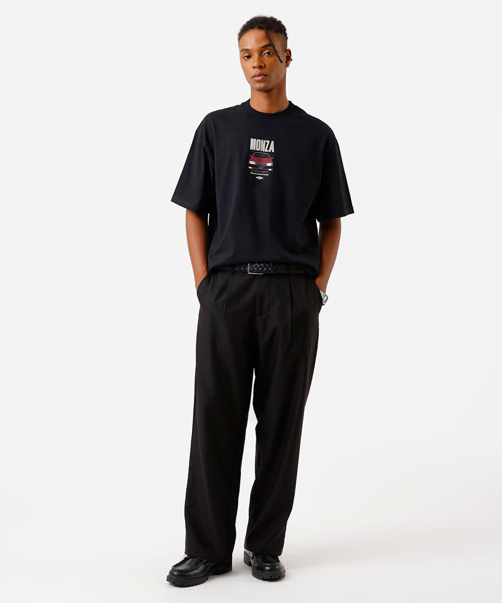 camiseta masculina de algodão monza chevrolet preta