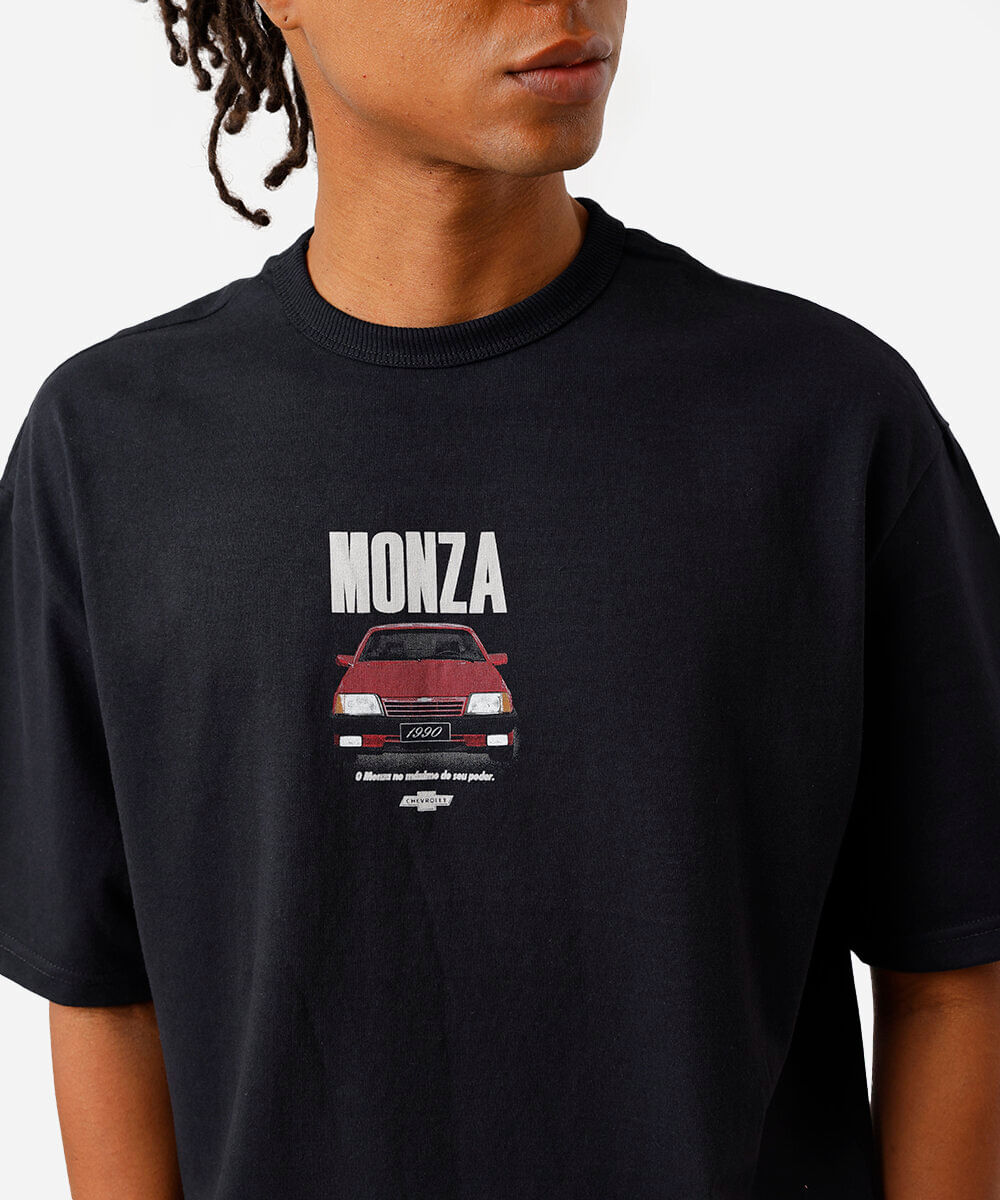 camiseta masculina de algodão monza chevrolet preta