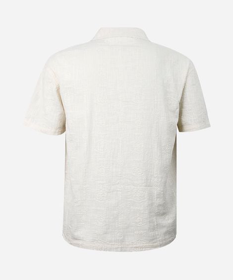 camisa oversized juvenil de algodão manga curta bordada  bege