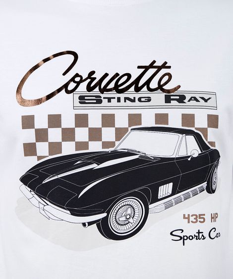 camiseta juvenil de algodão corvette off white