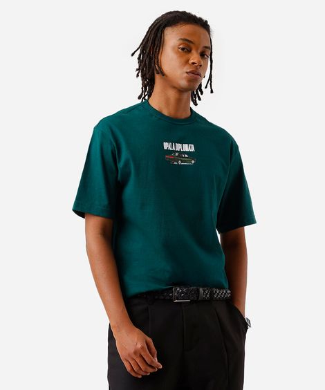 camiseta masculina de algodão opala diplomata chevrolet verde