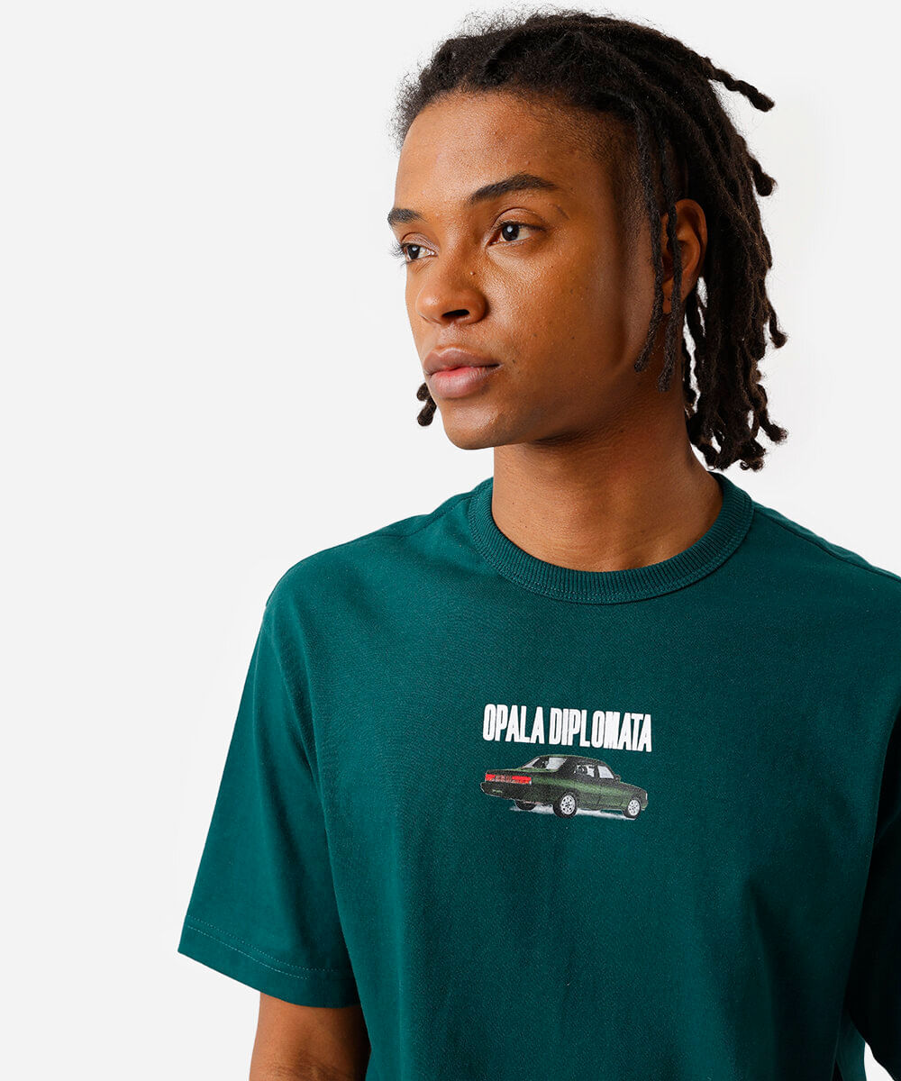 camiseta masculina de algodão opala diplomata chevrolet verde