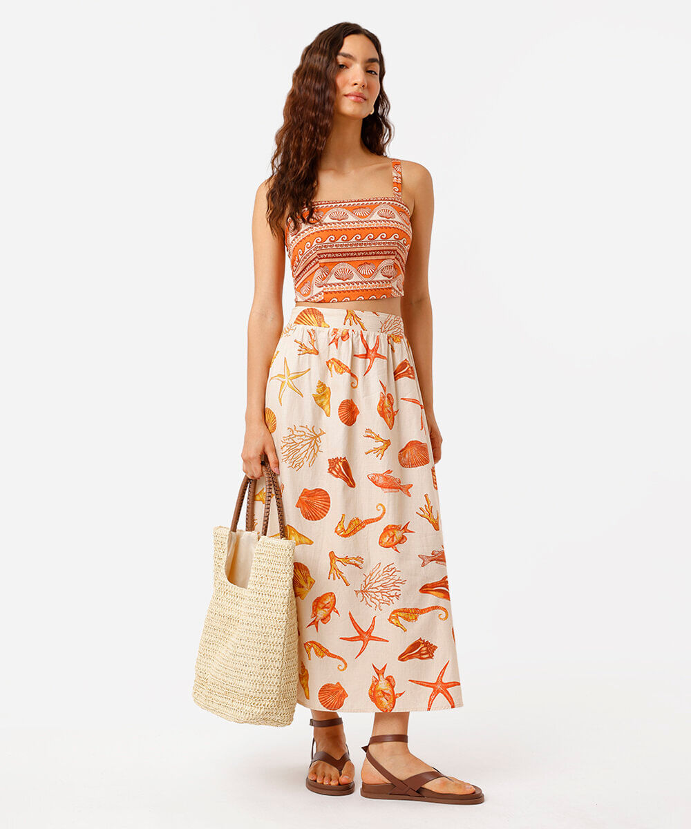 cropped feminino de algodão estampado colorido