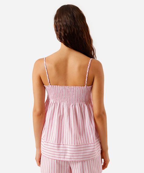 blusa alça fina feminina de algodão listrada colorida
