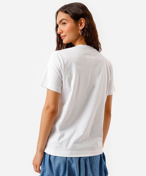 camiseta feminina de algodão estampada off white