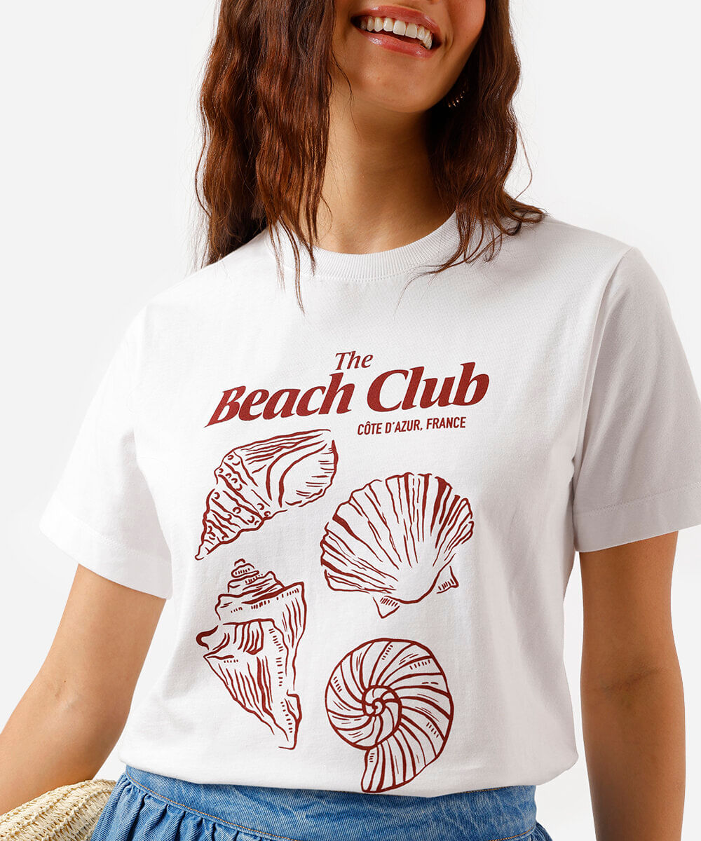camiseta feminina de algodão estampada off white