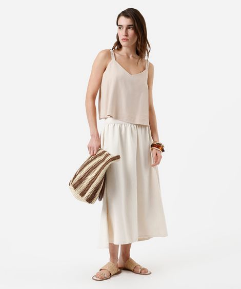 saia midi feminina de sarja off white