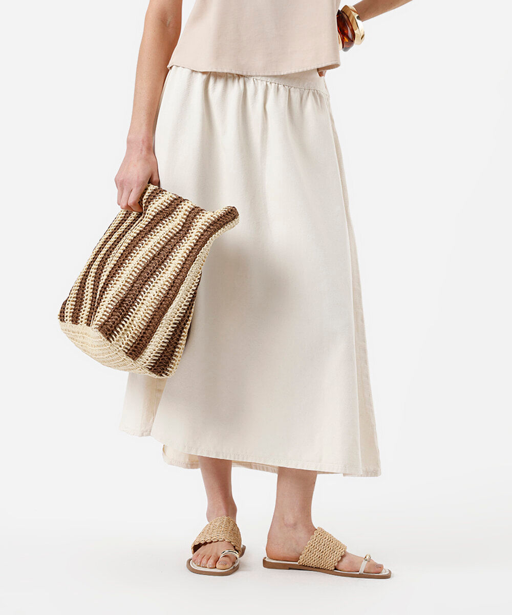 saia midi feminina de sarja off white