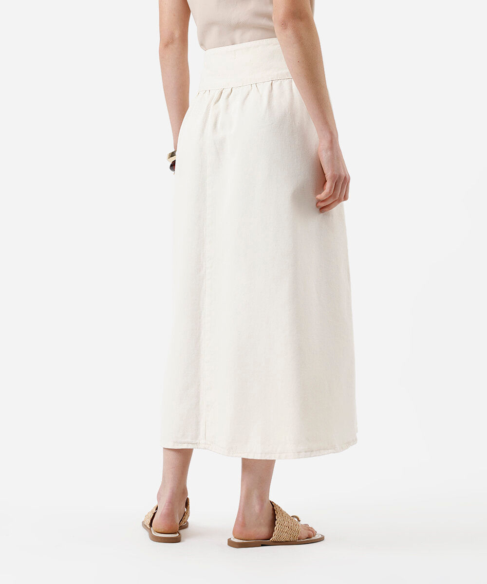 saia midi feminina de sarja off white