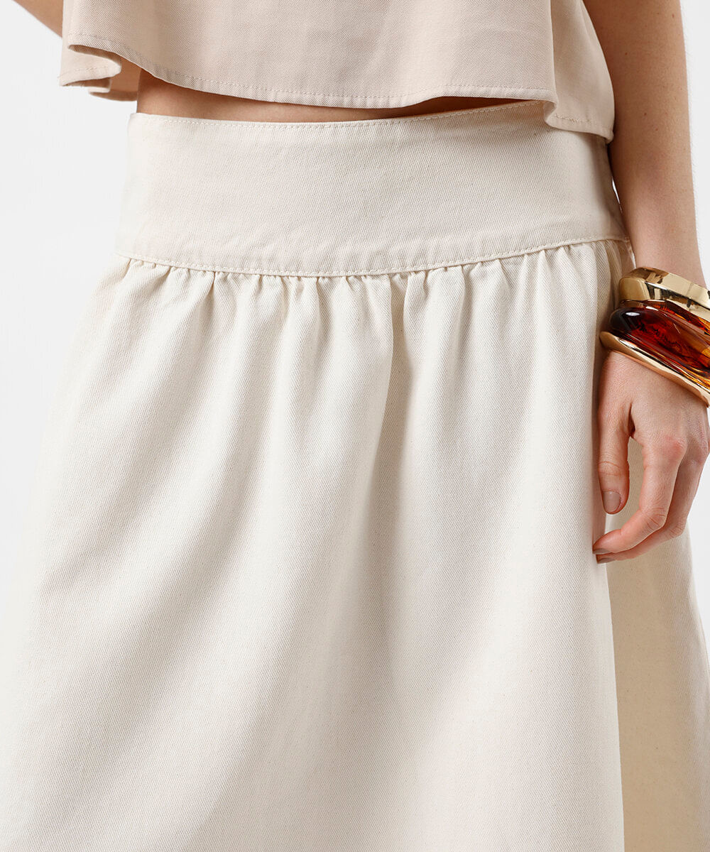 saia midi feminina de sarja off white