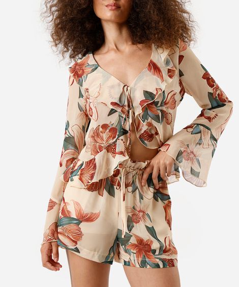 short clochard feminino floral colorido