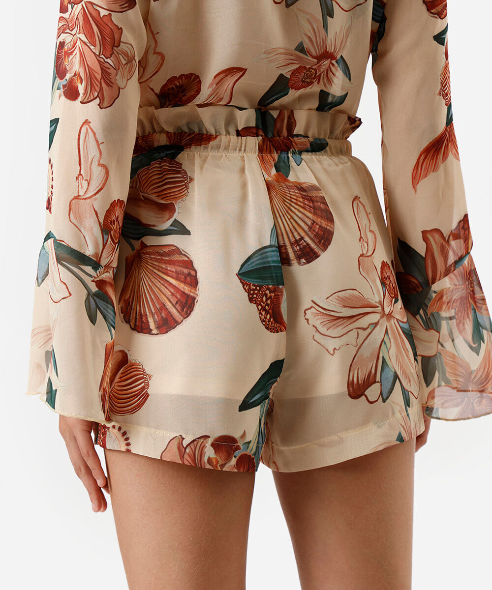 short clochard feminino floral colorido