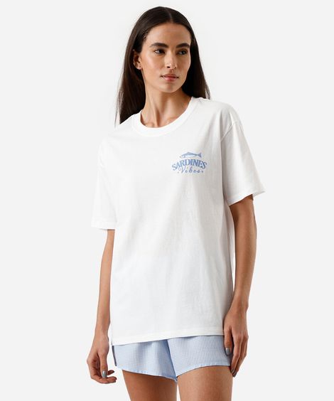 pijama short doll feminino de algodão sardinhas azul