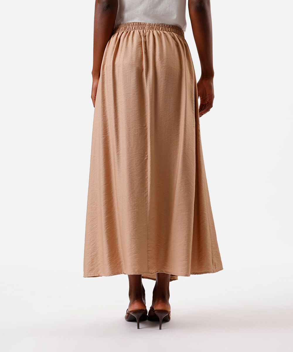 saia midi feminina com viscose assimétrica bege