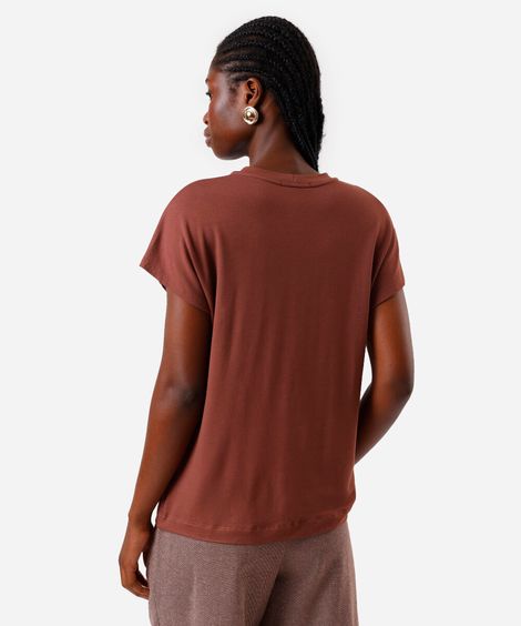 blusa feminina de viscose com botões marrom