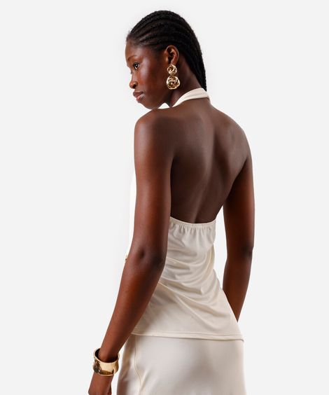 blusa frente única feminina transpassada com fivela off white