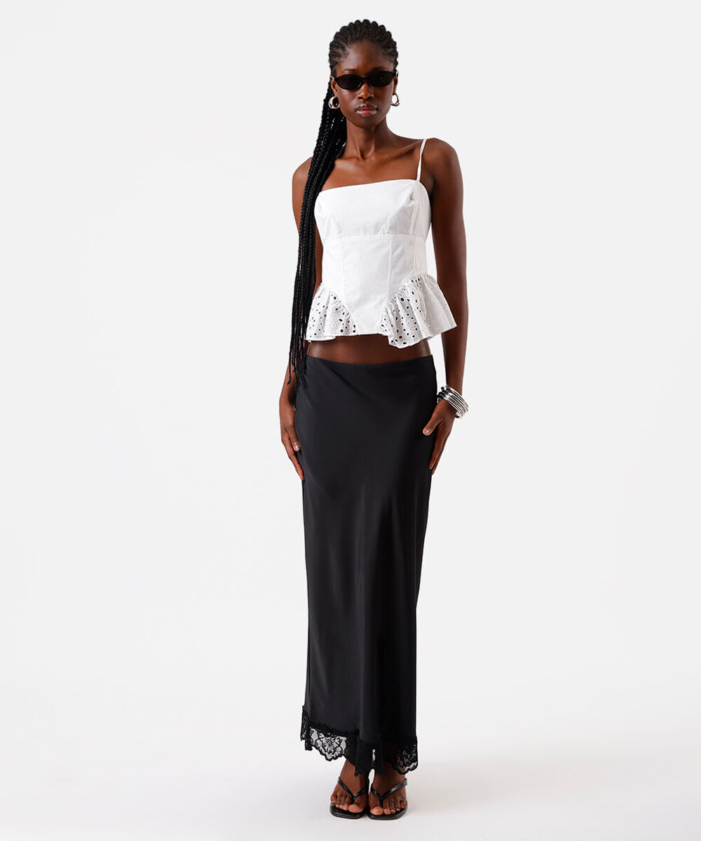 blusa peplum feminina com laise off white