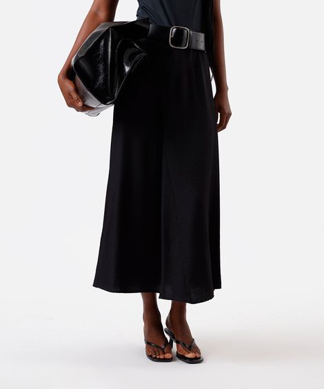 saia midi feminina com viscose assimétrica preta