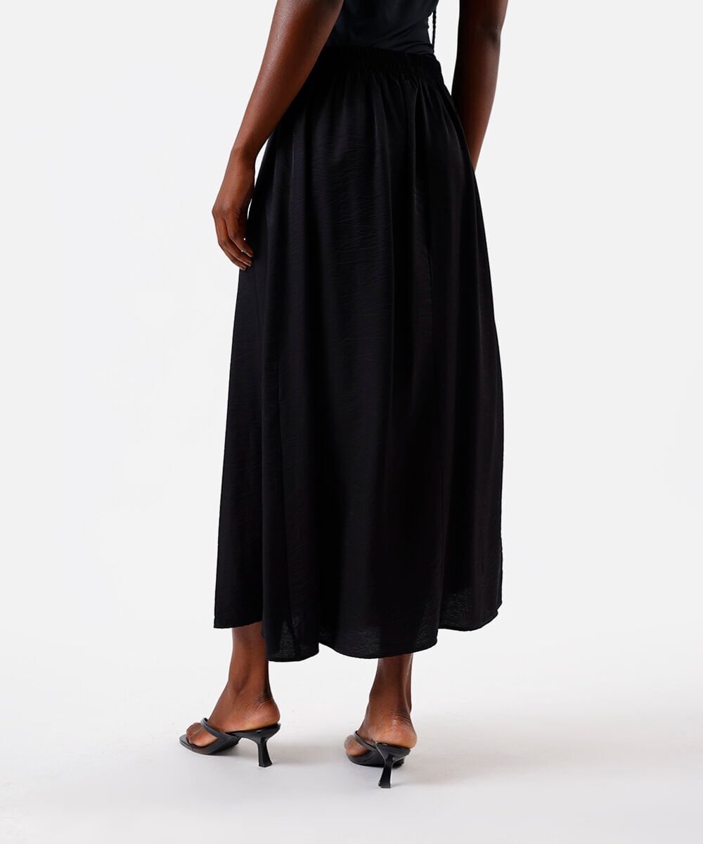 saia midi feminina com viscose assimétrica preta
