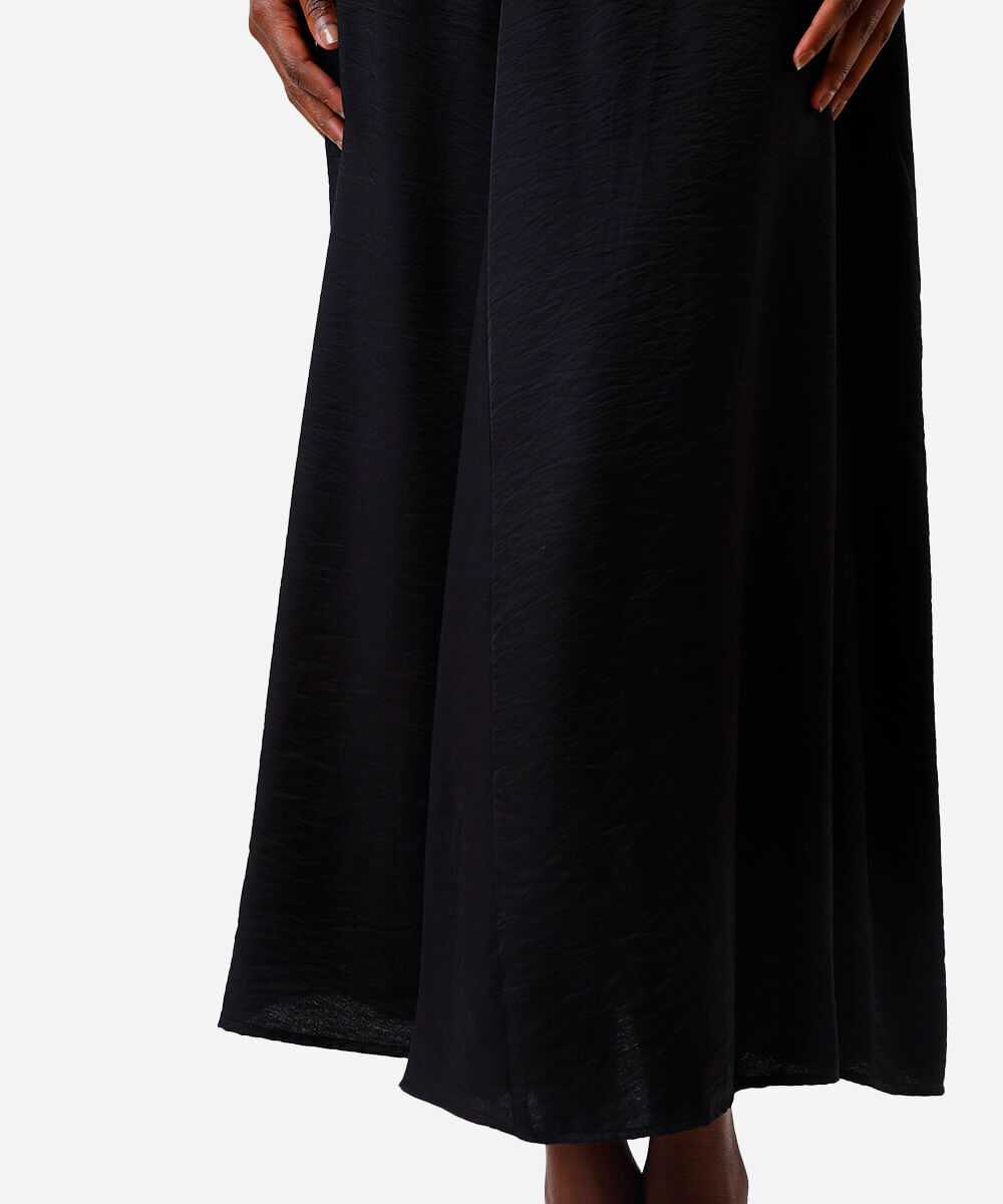 saia midi feminina com viscose assimétrica preta
