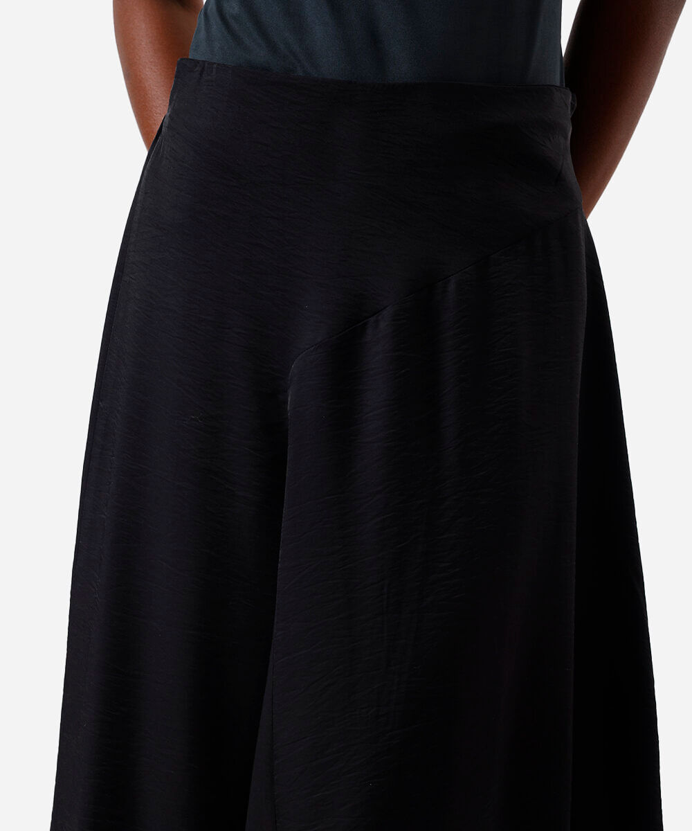 saia midi feminina com viscose assimétrica preta