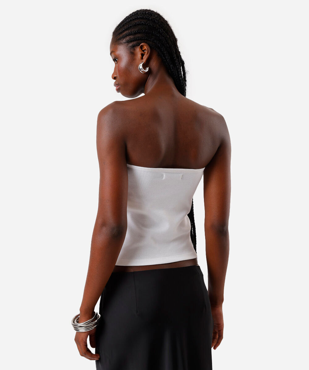 blusa sem alça feminina de algodão básica off white