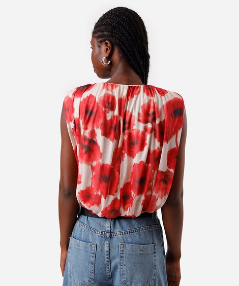 blusa balonê feminina de tule floral colorida