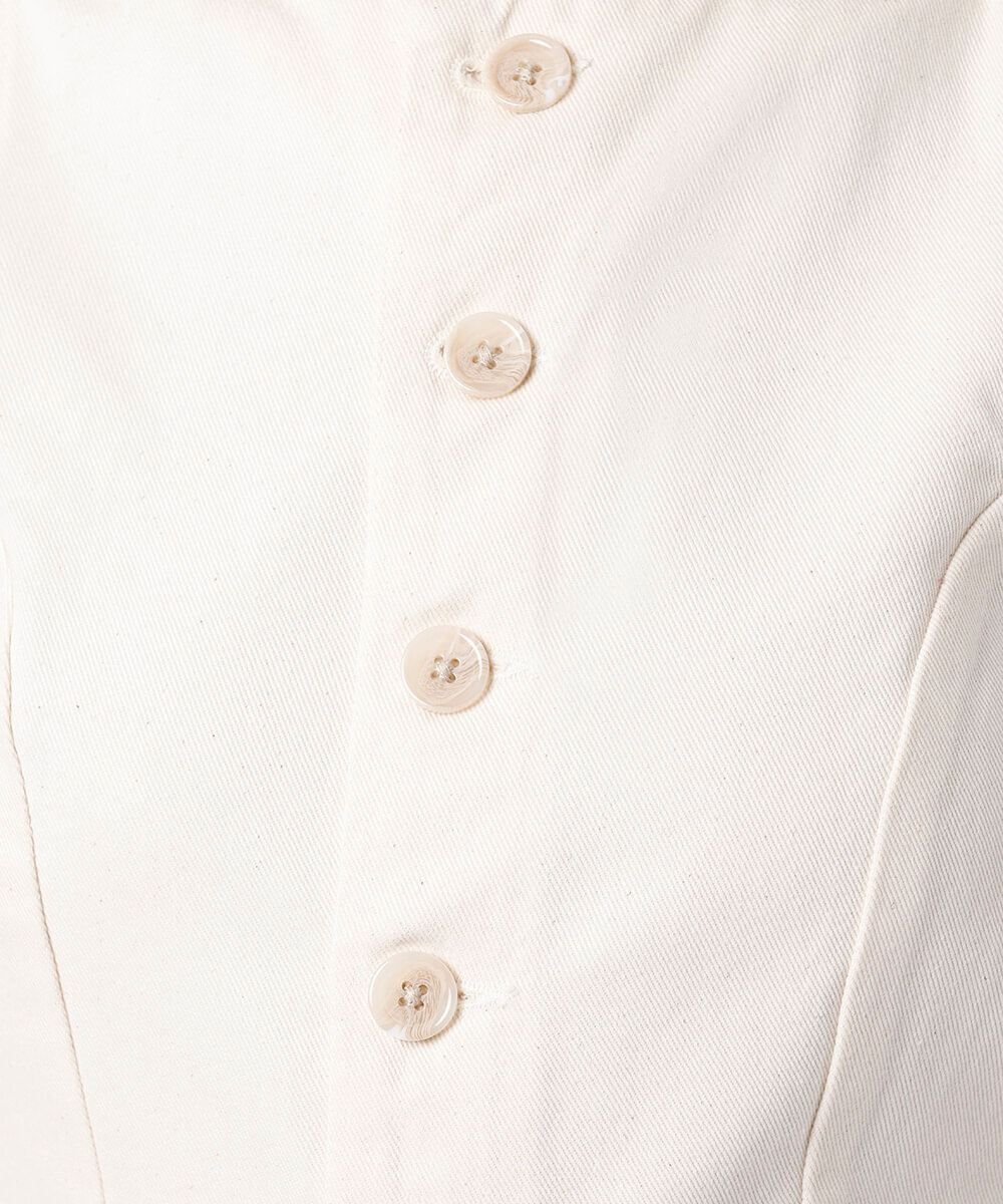 colete feminino de sarja com recortes mindset off white