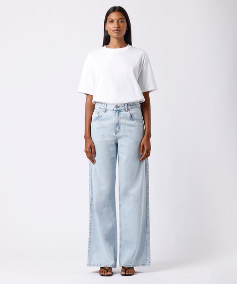 calça wide leg rio feminina jeans mindset azul