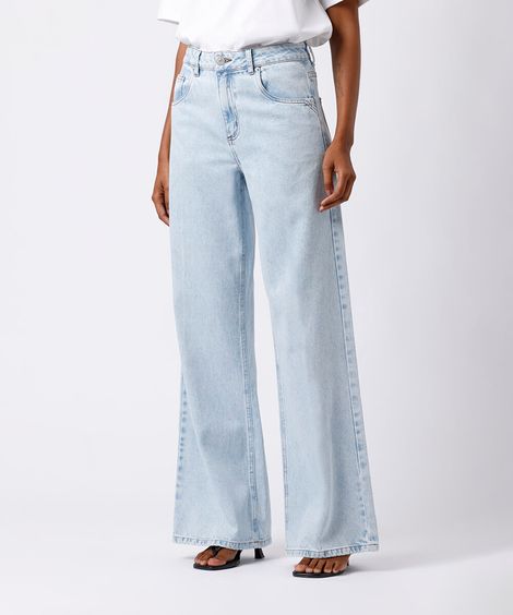 calça wide leg rio feminina jeans mindset azul