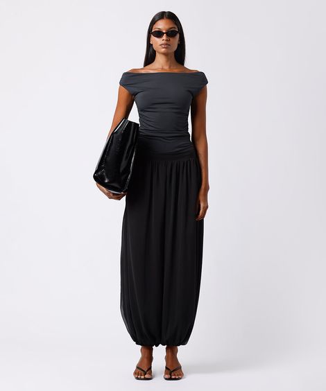 calça aladim feminina cós elástico texturizada mindset preta