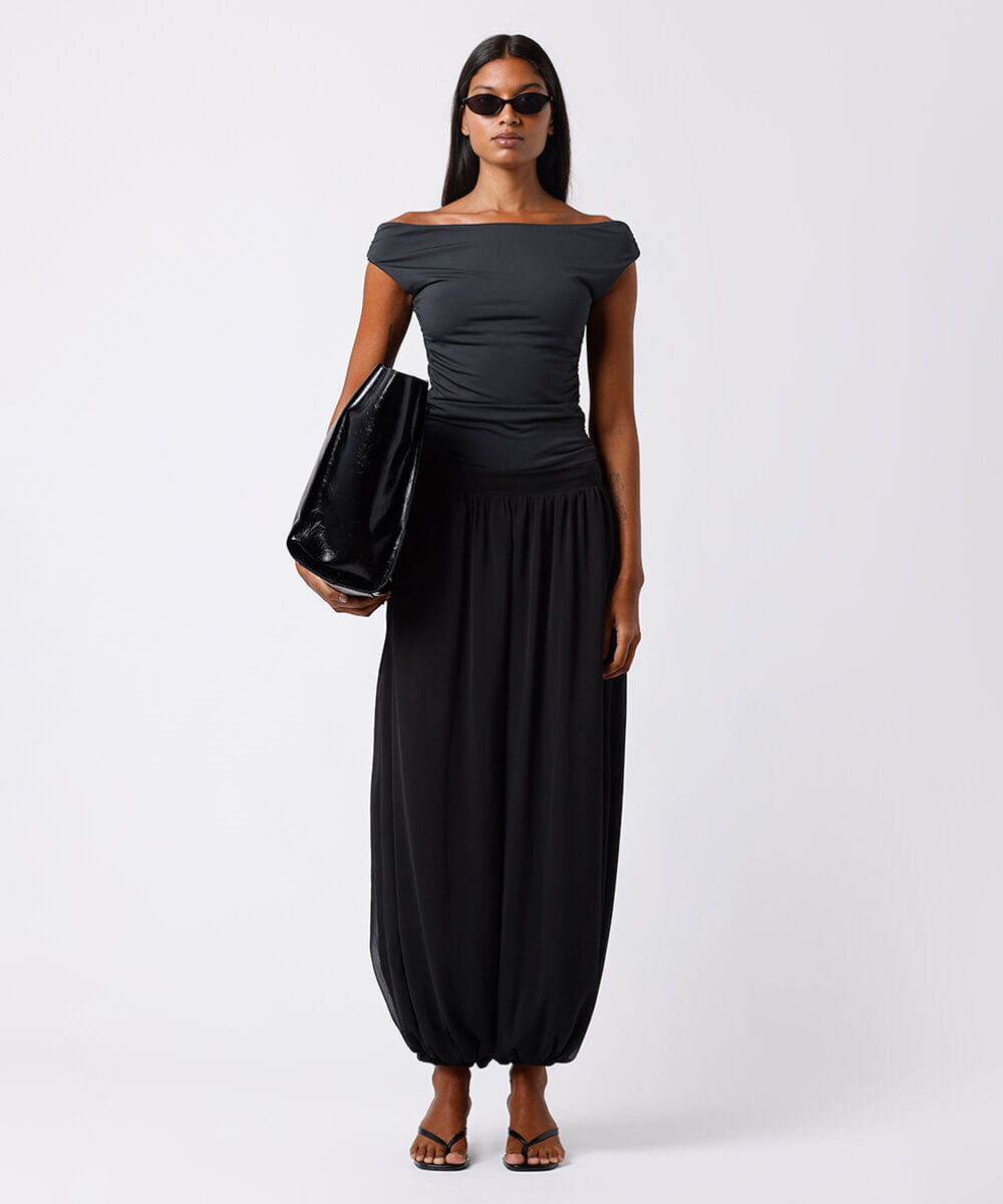 calça aladim feminina cós elástico texturizada mindset preta